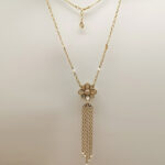 Chane1 Baroque necklace 18k yellow gold Pearl with fringe - Image 2