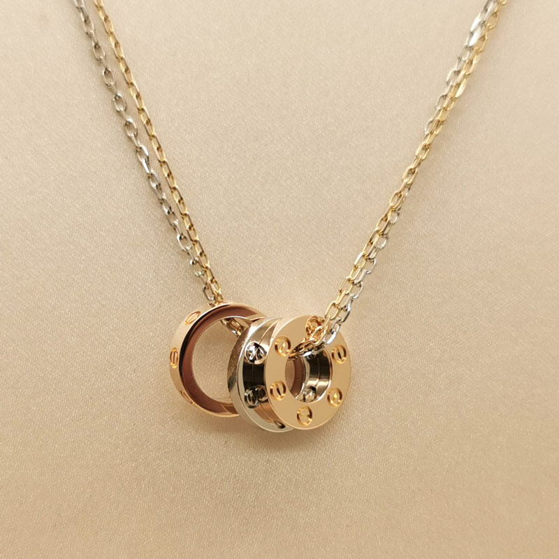 Cartier White Gold 3 Diamond Love Necklace B7014600 | Rich Diamonds