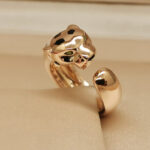 Cartier Panthère de Cartier ring 18k rose gold, onyx, black lacquer, tsavorite, wide model, 54 - Image 5