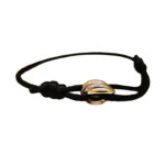 Cartier Trinity bracelet, small model, 18k tri-colour gold, black cord