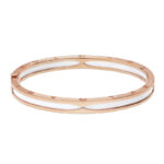 Bvlgari B.zero1 bracelet 18k rose gold, white ceramic, M