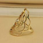 Chanel Camelia ring 18k yellow gold, diamond, 51 - Image 4