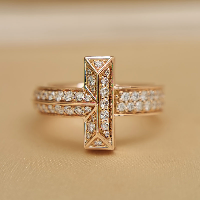 Tiffany T1 ring 18k rose gold, diamond, wide model, 12
