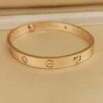 Cartier Love bracelet 18k rose gold, 4 diamonds, 17 - Image 4
