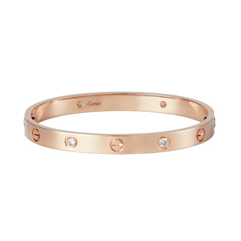 104765 Cartier Love bracelet 18k rose gold, 4 diamonds, 17 - Image 1