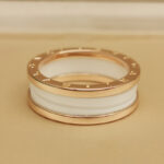 Bvlgari B.zero1 ring two-band 18k rose gold, white ceramic, 65 - Image 4