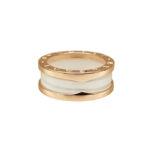 Bvlgari B.zero1 ring two-band 18k rose gold, white ceramic, 65