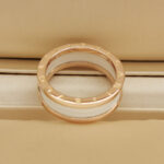 Bvlgari B.zero1 ring two-band 18k rose gold, white ceramic, 65 - Image 3