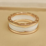 Bvlgari B.zero1 ring two-band 18k rose gold, white ceramic, 65 - Image 2