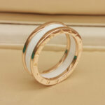 Bvlgari B.zero1 ring two-band 18k rose gold, white ceramic, 65 - Image 5