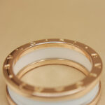 Bvlgari B.zero1 ring two-band 18k rose gold, white ceramic, 65 - Image 7