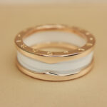 Bvlgari B.zero1 ring two-band 18k rose gold, white ceramic, 65 - Image 8