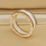 Bvlgari B.zero1 ring two-band 18k rose gold, white ceramic, 65 - Image 9