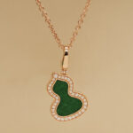 Qeelin Wulu medium pendant 18k rose gold, jade, diamond, chain (2024) - Image 2