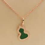 Qeelin Wulu medium pendant 18k rose gold, jade, diamond, chain (2024) - Image 3
