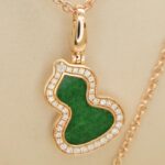 Qeelin Wulu medium pendant 18k rose gold, jade, diamond, chain (2024) - Image 5