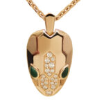 Bvlgari Serpenti necklace 18k rose gold, diamond, malachite