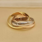 Cartier Trinity ring 18k tri-colour gold, 5 diamonds, 56 - Image 4