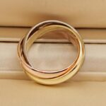 Cartier Trinity ring 18k tri-colour gold, 5 diamonds, 56 - Image 5