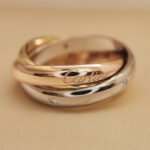 Cartier Trinity ring 18k tri-colour gold, 5 diamonds, 56 - Image 8