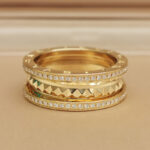 Bvlgari B.zero1 Rock ring two-band 18k yellow gold, pavé diamonds, 60 - Image 3