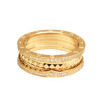 Bvlgari B.zero1 Rock ring two-band 18k yellow gold, pavé diamonds, 60