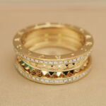 Bvlgari B.zero1 Rock ring two-band 18k yellow gold, pavé diamonds, 60 - Image 9