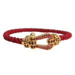 Fred Force 10 bracelet lrge 18k yellow gold Ruby, red cord,17