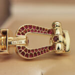 Fred Force 10 bracelet lrge 18k yellow gold Ruby, red cord,17 - Image 7