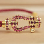 Fred Force 10 bracelet lrge 18k yellow gold Ruby, red cord,17 - Image 9