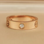 Cartier Love ring 18k rose gold, wide, 3 diamond, 61 - Image 2