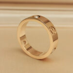 Cartier Love ring 18k rose gold, wide, 3 diamond, 61 - Image 4