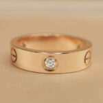 Cartier Love ring 18k rose gold, wide, 3 diamond, 61 - Image 7