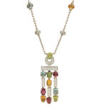 Bulgari Allegra necklace 18k white gold diamond coloured gems