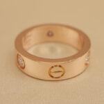 Cartier Love ring 18k rose gld, wide, 3 diamonds, 53 - Image 9