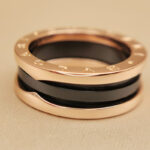 Bvlgari B.zero1 ring two-band 18k rose gold, black ceramic,57 - Image 9