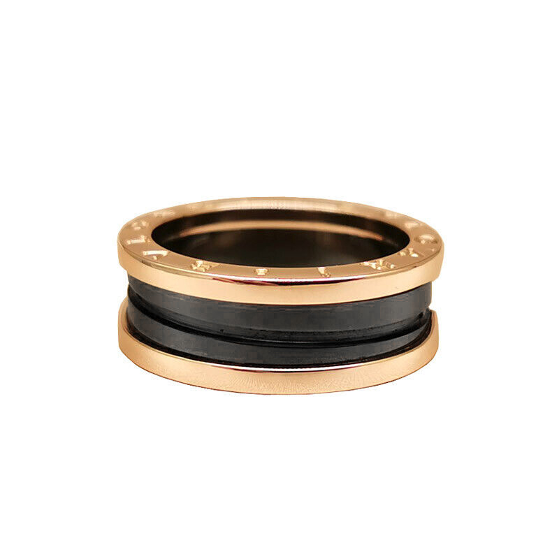 105387 Bvlgari B.zero1 ring two-band 18k rose gold, black ceramic,57 - Image 1