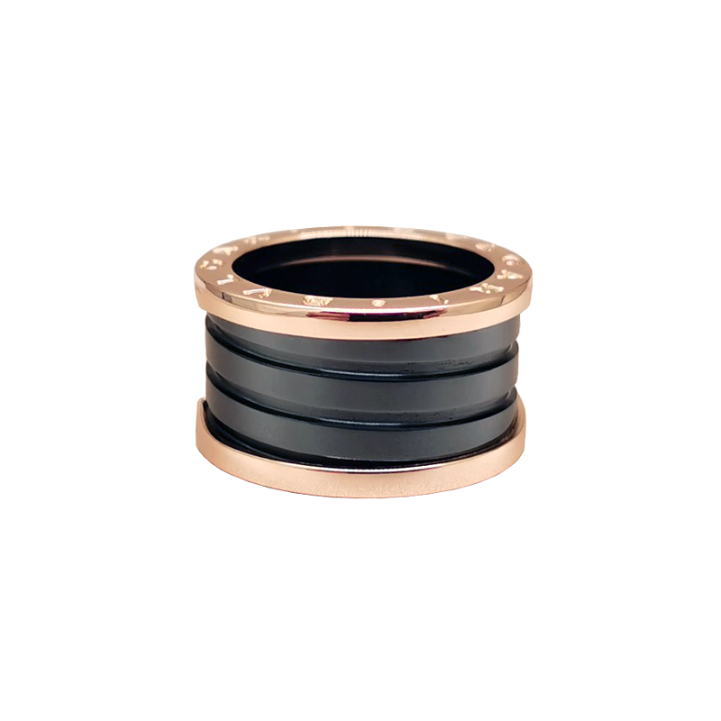 105404 Bvlgari B.zero1 ring four-band 18k rose gold black ceramic,54 - Image 1