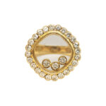 Vintage Chopard ring 18k yellow gold, square, diamond, 49