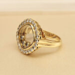 Vintage Chopard ring 18k yellow gold, square, diamond, 49 - Image 5