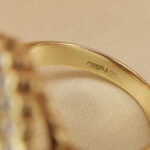 Vintage Chopard ring 18k yellow gold, square, diamond, 49 - Image 7