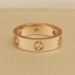 Cartier ring 18k rose gold wide 6 diamonds, 57 - Image 2