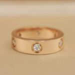 Cartier ring 18k rose gold wide 6 diamonds, 57 - Image 7