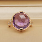 Bvlgari Parentesi ring 18k rose gold, Amethyst, diamond, 50 - Image 3