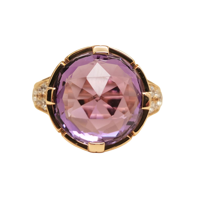 105448 Bvlgari Parentesi ring 18k rose gold, Amethyst, diamond, 50 - Image 1