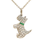 Tiffany & Co. dog pendant platinum diamond emerald