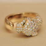 Cartier Panthère ring 18k yellow gold diamond emerald onyx 56 - Image 9