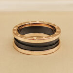 Bvlgari B.zero1 ring two-band 18k rose gold black ceramic, 60 - Image 6