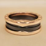 Bvlgari B.zero1 ring two-band 18k rose gold black ceramic, 60 - Image 2