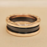 Bvlgari B.zero1 ring two-band 18k rose gold black ceramic, 60 - Image 5